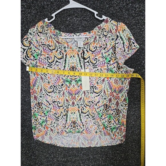 Rachel Zoe Top Women's Small S Artistic Painted Glitter Pattern V-Neck NWT - Picture 7 of 9